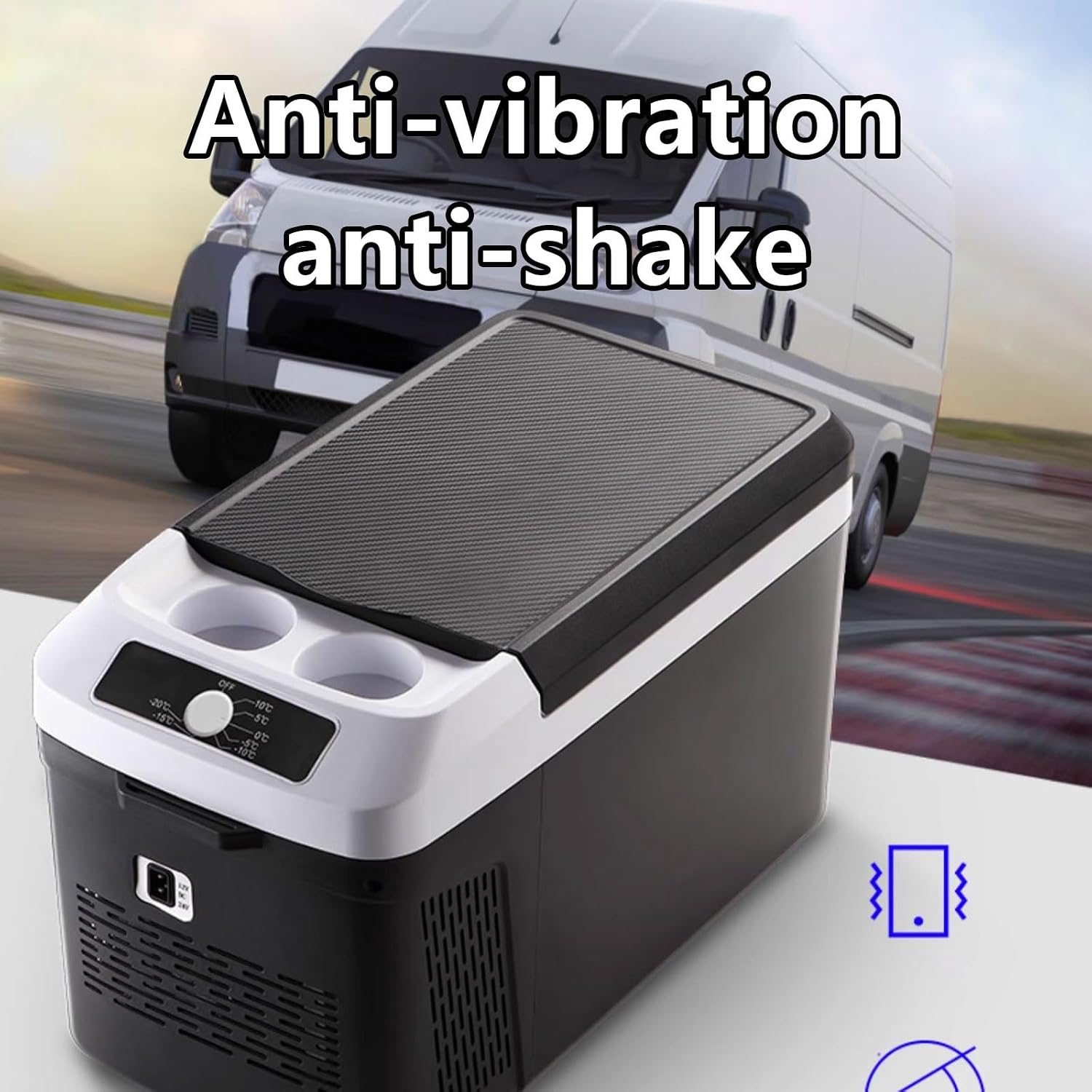 Mini Fridge Mini Freezer Portable Cooler Electric 15L Freezer/Refrigerator Dual Cup Holders on Top -20°C to 20°C for Car Travel Camping Truck 12V/24V