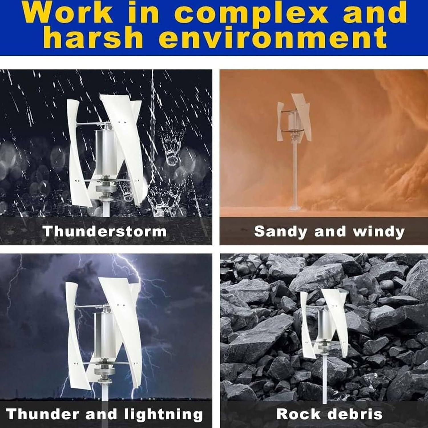 Wind Turbine Generator Kit 3000W for 12V 24V Systems, 3-Blade Vertical Wind Power Maglev Generator