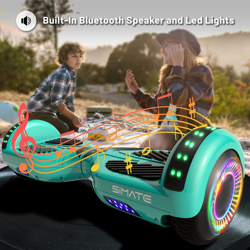 SIMATE Hoverboard, Bluetooth All Terrain Hover Boards with LED Lights and APP Control, Gifts for Kids Adults Girls Boys, for All Ages
