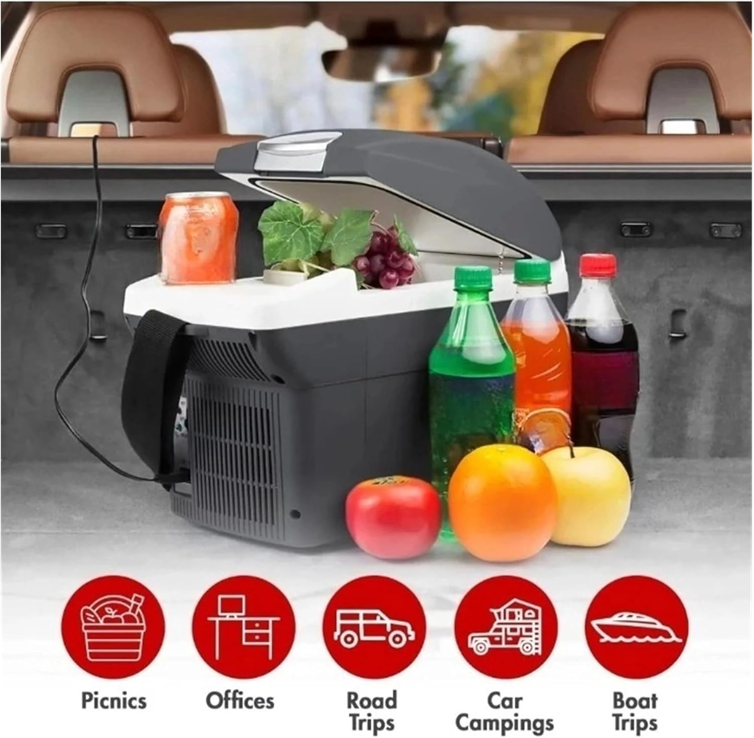 12V 6 Quart Personal Thermoelectric, 6 Liter Capacity, Portable Electric Cooler Warmer With 12/24V DC, Small Fridge For Car, RV