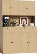 Garvee 71' Tall Kitchen Pantry Storage Cabinet with Charging Station, Food Hutch with Drawers, Doors, Shelves, and Countertop for Dining Room