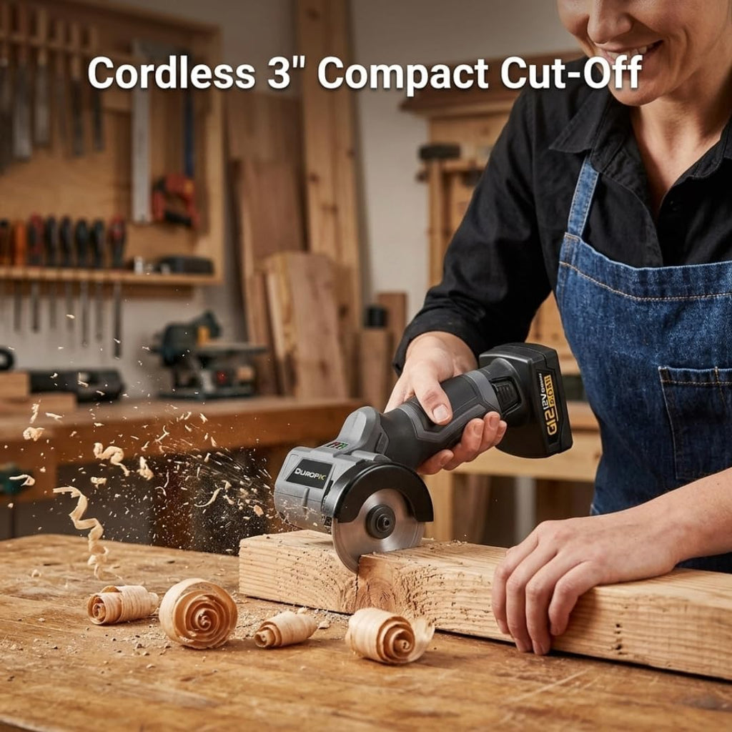 Durofix G12 Series RK12136-2-K3 12V Cordless 3/8' Hammer Drill Power Tool Combo Kit with 3 Inch Compact Cut Off Tool, 1 Battery & Charger
