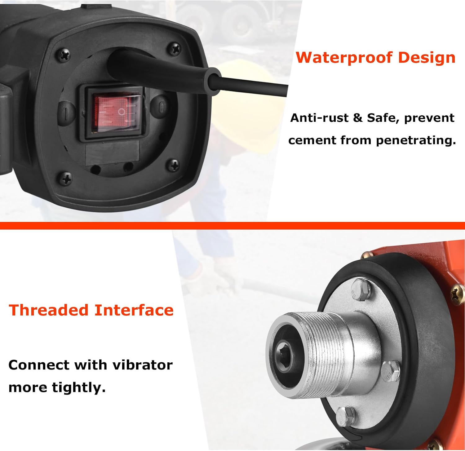Seeutek Concrete Vibrating Tool - 1500W 16000 RPM Portable Pencil Cement Vibrator to Remove Air Bubbles and Level Concrete with 4.5m (14-3/4ft) Long Shaft Rod, Easy to Use