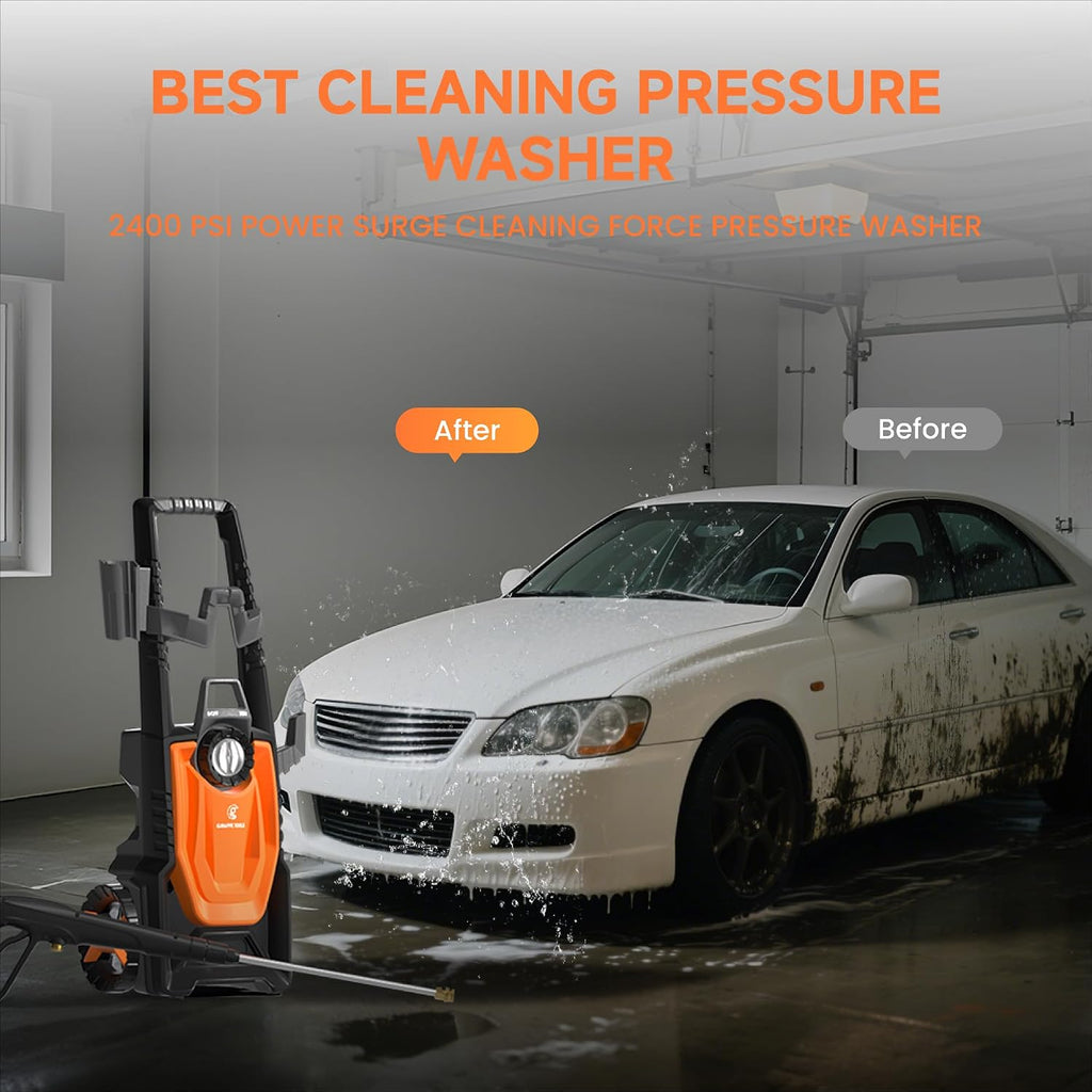 Giraffe Tools Pressure Washer, Max 2400 PSI, 2.3 GPM Electric Power Washer with 4 Quick-Connect Nozzles, Foam Cannon for Cars/Patios/Driveways/Fences, 20 ft