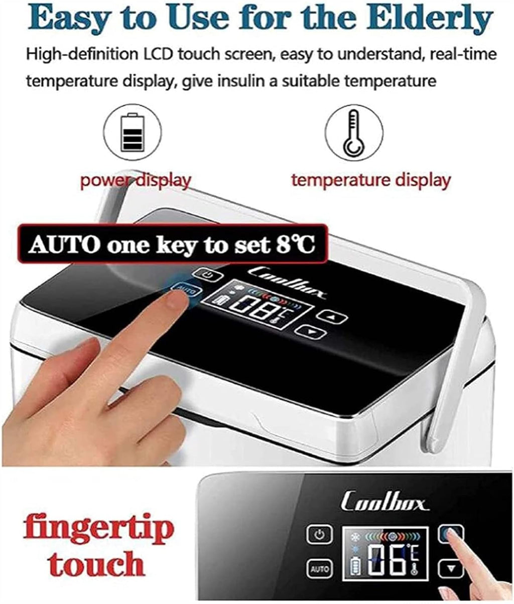 Portable Insulin Cool Box Medication Refrigerator for Medicines Mini Intelligent Electric Fridge Cool Bag Thermostat for Medical Cooler Bag for Travel (Battery Not Included)