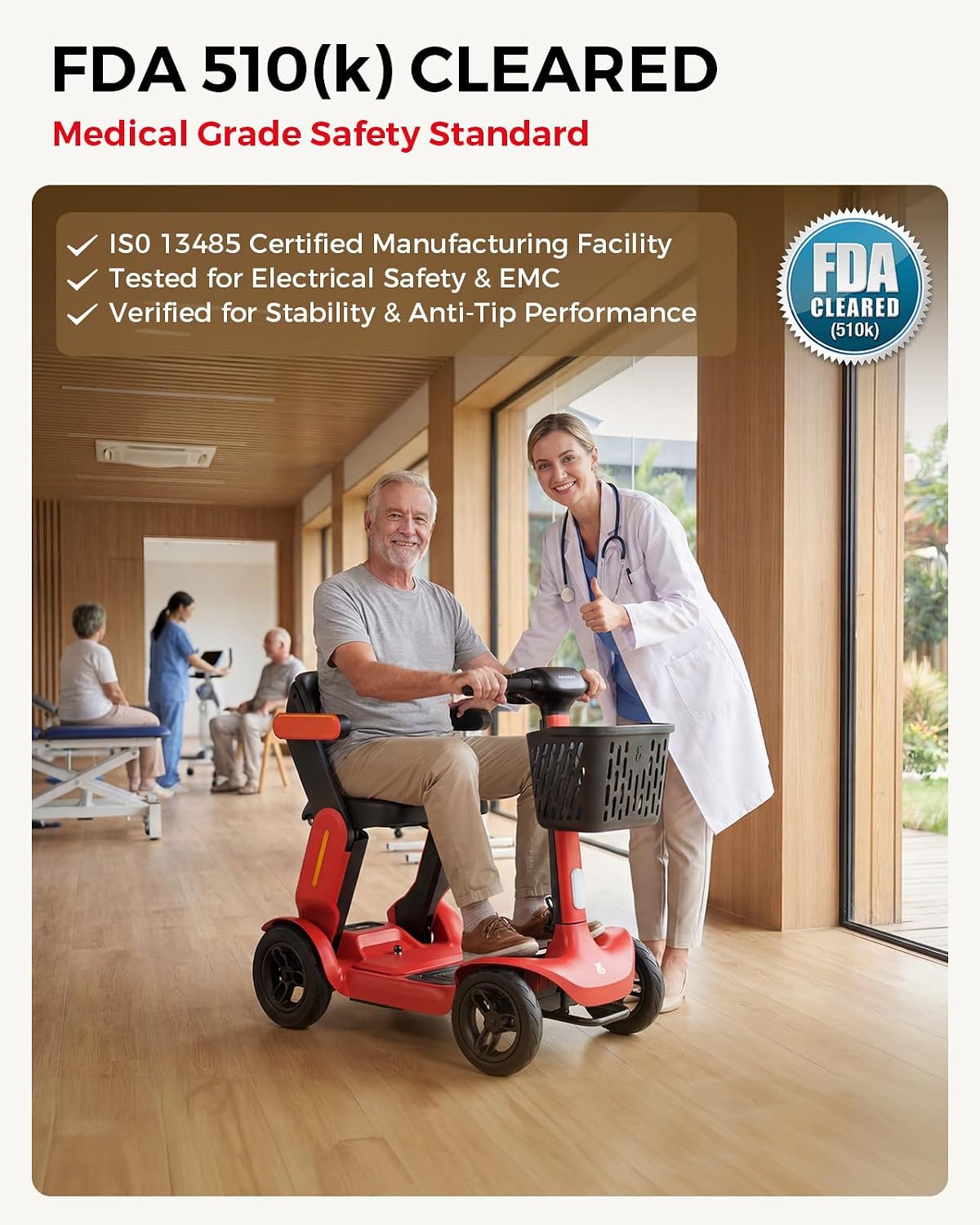 Paiseec Mobility Scooter for Adult, 25 Miles Endurance Lightweight Mobility Scooter, Folding Mobility Scooter for Adult, Powered Mobility Scooter All Terrain Motorized Scooter Collapsible