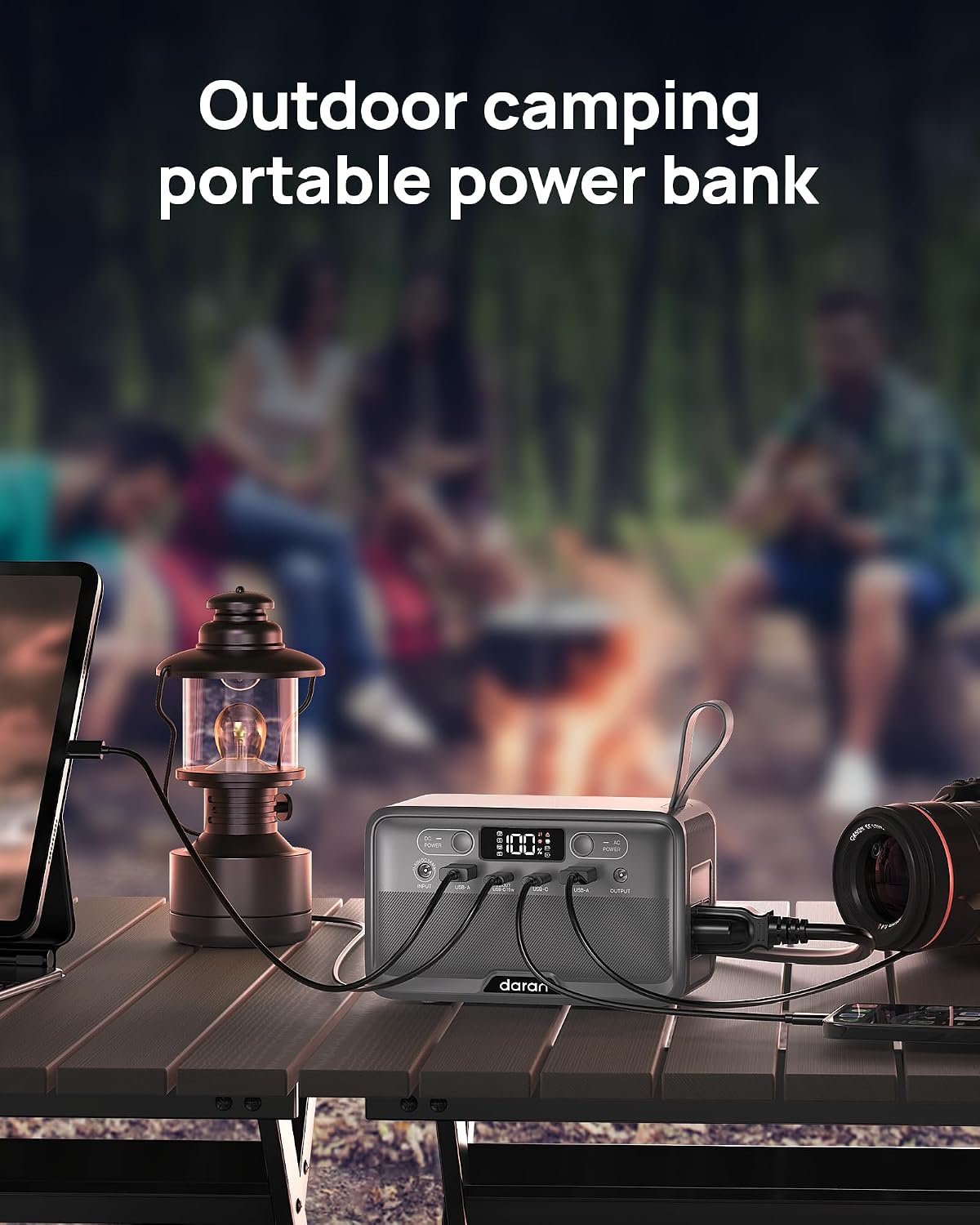 DaranEner Portable Power Station 100W(200W Peak) LiFePO4 Solar Power Bank, 89.6Wh Small Generator, Power Station with AC & PD Fast Charging for Camping,Home,Backup,Outdoor,Emergency,RV