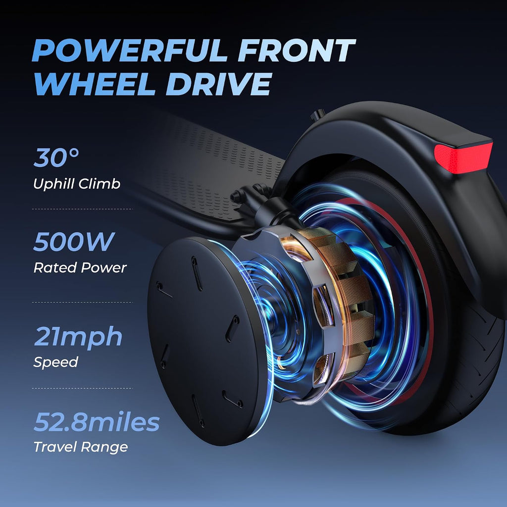 Alloweek Electric Scooter for Adults – 350W/500W Motor, 19 MPH/22Mph Top Speed, 21-52 Miles Range, 8.5'/10 inch Tires, Folding E-Scooter with Dual Suspension and Braking System, App Control