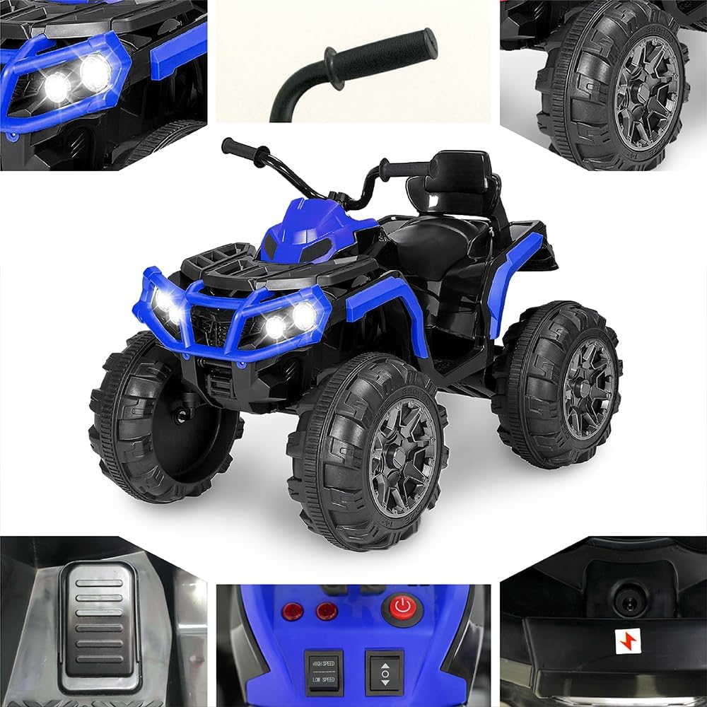 TCARAIWEN 24V Kids Ride on ATV 4 Wheelers for 3-5 Years Old with Music Player, Kids Ride on Cars, Blue