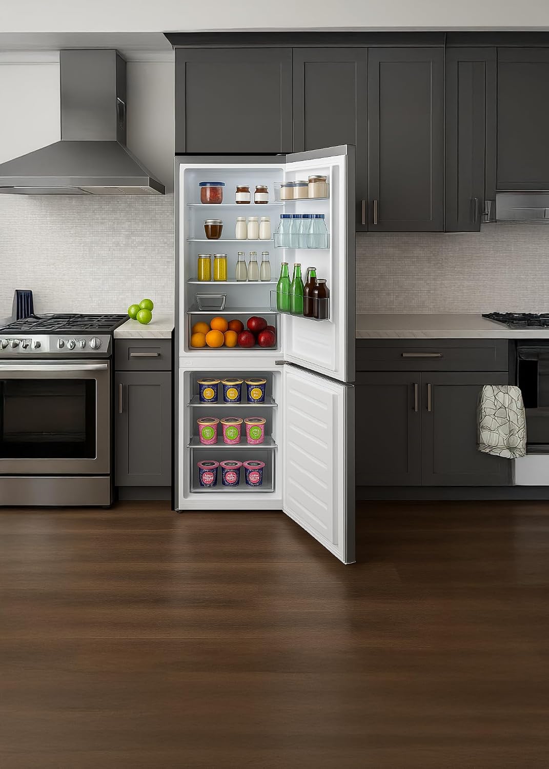 Summit 24' Bottom Freezer Refrigerator, Counter Depth Refrigerator- Freezer, Energy Star, Stainless Steel - FFBF124SS (Right Hand Door)