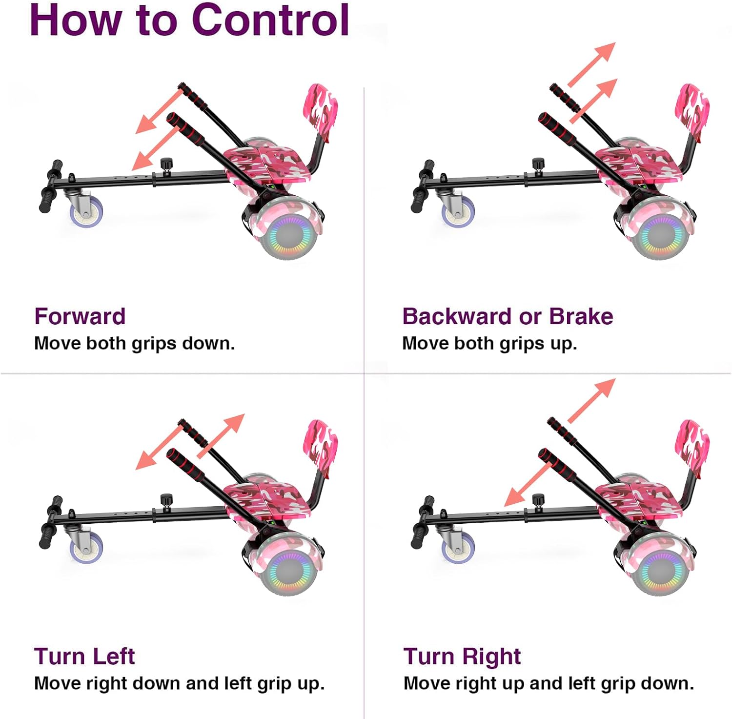 FLYING-ANT Self Balance Scooter Seat Attachment 6.5' Two-Wheel Self Balancing Electric Scooter with LED Light Flash Lights Wheels