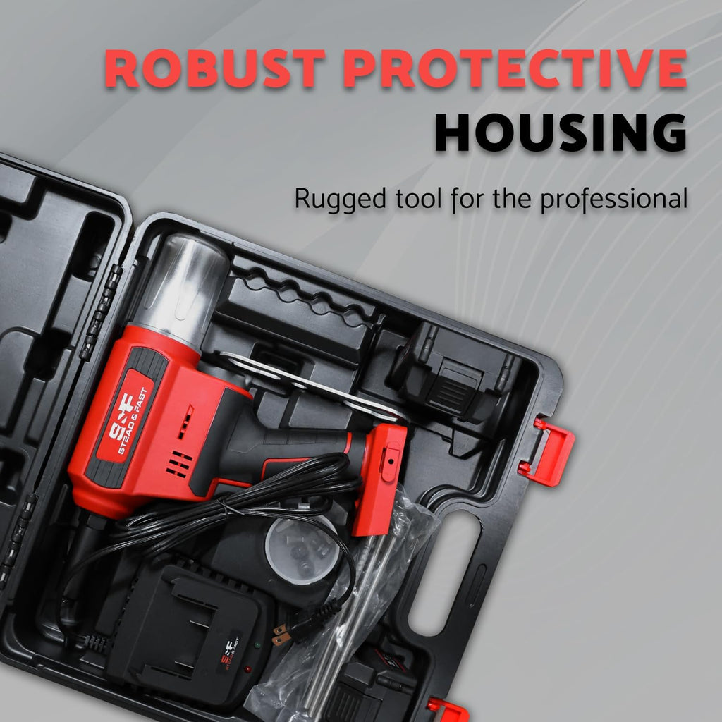 S&F STEAD & FAST Cordless Rivet Tool Kit, 1/8' - 1/4', Brushless, Industrial Grade, with Battery (2 pcs) and Charger, Electric Rivet Gun Set with Case