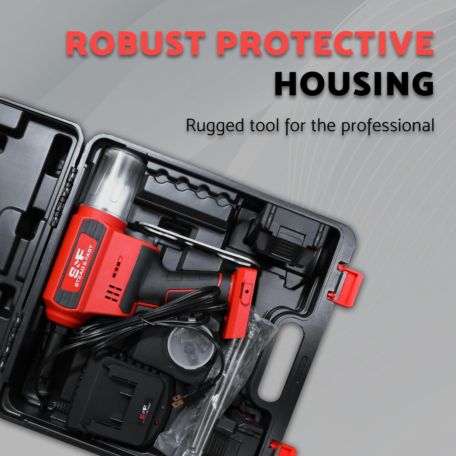 S&F STEAD & FAST Cordless Rivet Tool Kit, 1/8' - 1/4', Brushless, Industrial Grade, with Battery (2 pcs) and Charger, Electric Rivet Gun Set with Case