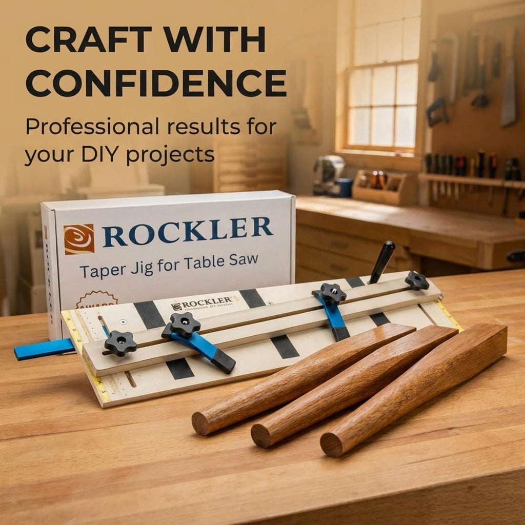Rockler Taper Jig/Straight Line Jig - Power Tool Accessory Jigs Makes Tapered Cuts Fast - Wood Cutting Jig is Perfect for Chair Legs - Hardware Jig Includes 36' Miter Bar – Table Saw Accessories