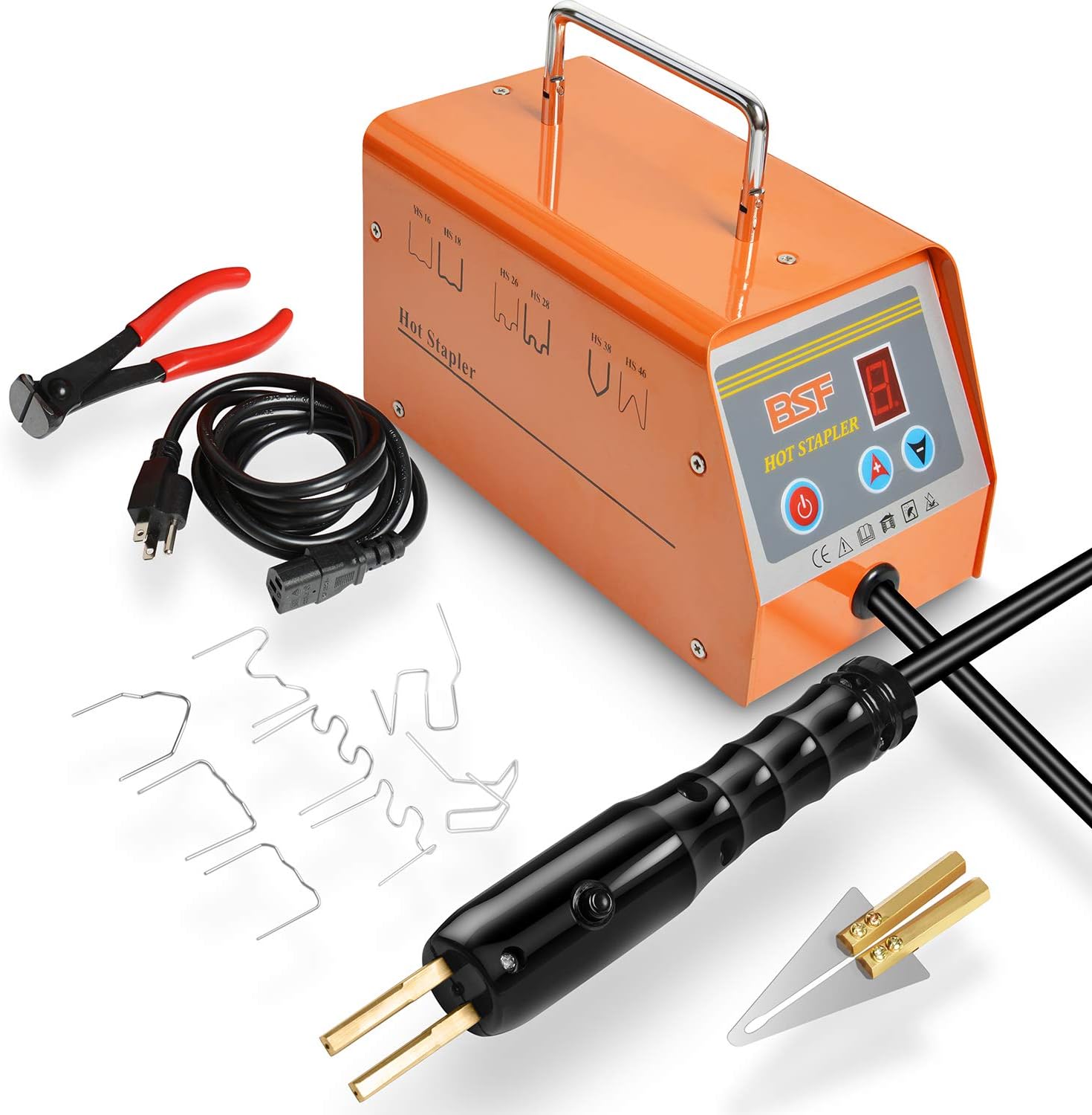 Plastic Welder Repair Machine Kit, 5-Level Adjustable Power, Bumper Plastic Repair Welding Hot Stapler Kit with Storage Tool Box, 110V