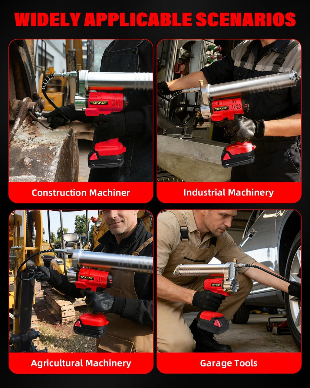 Electric Grease Gun, Cordless Grease Gun Compatible with Milwauke M18 Battery, 12000 PSI with LED Light, 12' Hose & 6' Couplers (Tool Only)