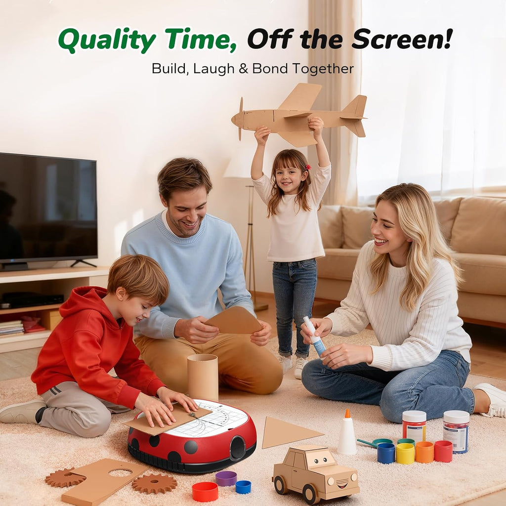 Safe Power Cardboard Cutter for Kids, STEM + STEAM Educational Toy for Boys and Girls Ages 5+, Upcycled Tool for DIY Cardboard Projects, Engineering & Creativity