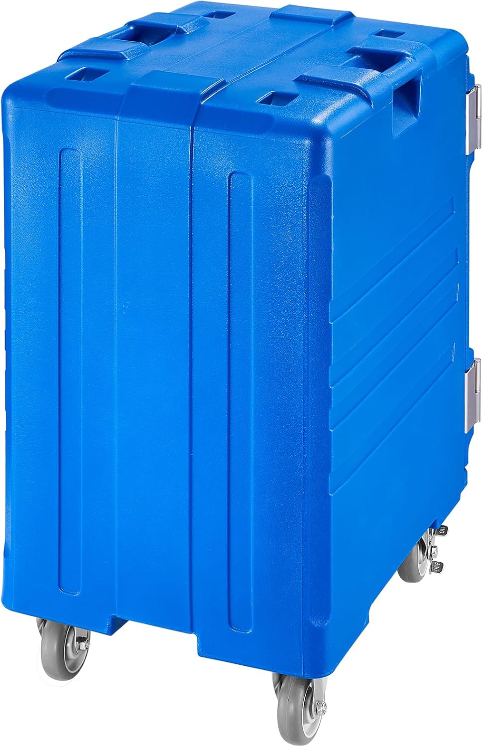VEVOR Insulated Food Pan Carrier, 127 Qt Hot Box for Catering, LLDPE Food Box Carrier w/Double Buckles, Front Loading Food Warmer w/Handles, End Loader w/Wheels for Restaurant, Canteen, etc. Blue