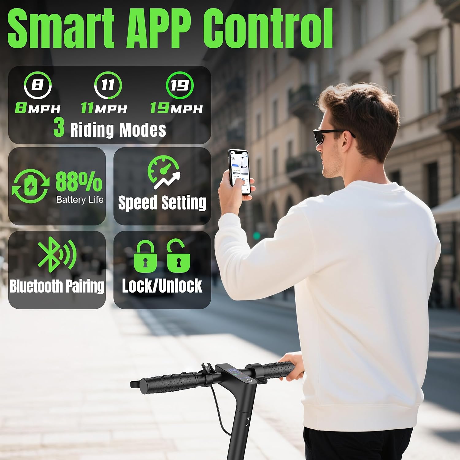 VOLPAM Electric Scooter, 500W/350W Strong Motor, Max 22/19 MPH Top Speed & 22/17 Miles Range, 10'/8.5' Foldable E Scooter with Smart APP, Cruise Control