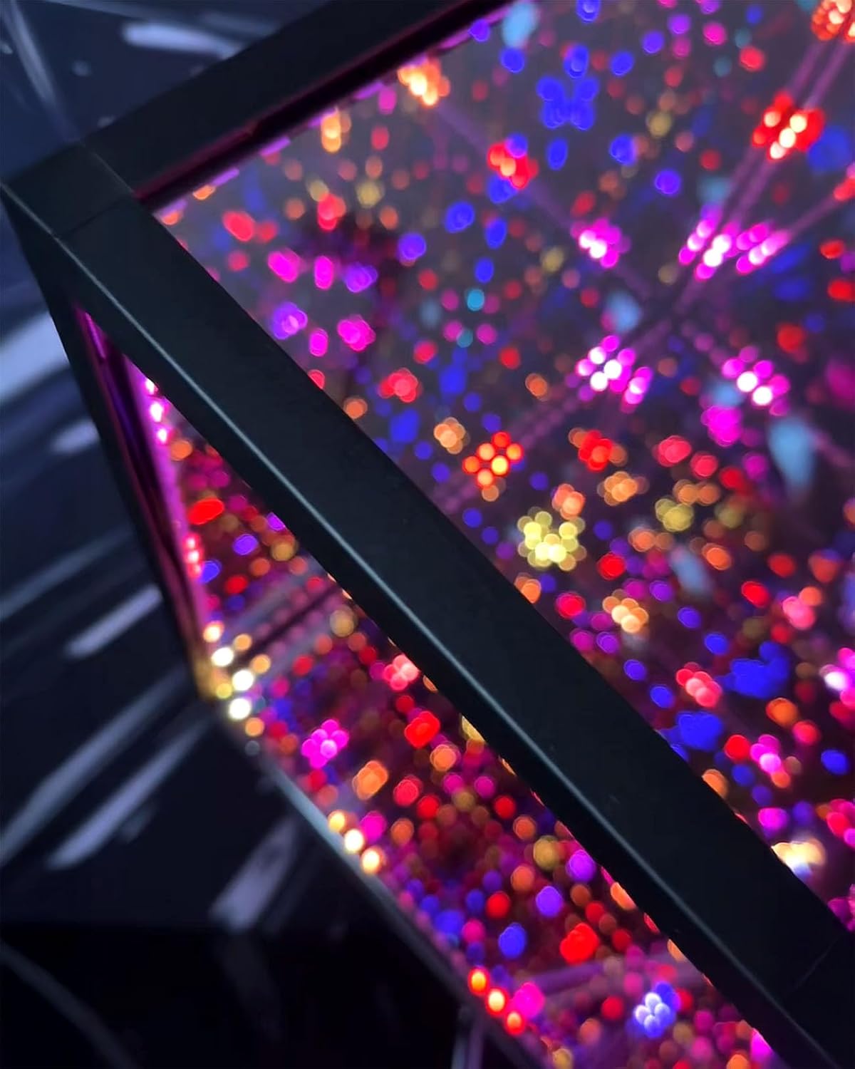 The Hyperspace Lighting Company HyperCube Infinity Cube LED Light - 10-Inch Sound Reactive Table Desktop Lamp - Cool & Creative RGB Multicolor Decorative Mirror Art Desk Night Light