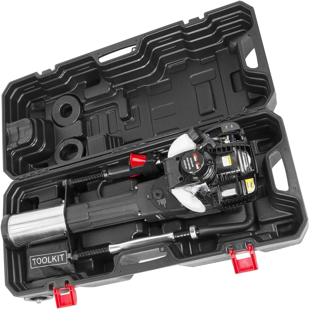 XtremepowerUS 38cc Gas-Powered T Post Driver Fence Post Driver Gasoline Piling 4-Stroke EPA Certificated w/Rolling Case