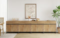 WAMPAT Sideboard Buffet Cabinets, Modern Sideboard with Adjustable Shelf and Metal Base, Coffee Bar Cabinet Storage Cabinet for Living Room, Kitchen, 4Pcs, Oak