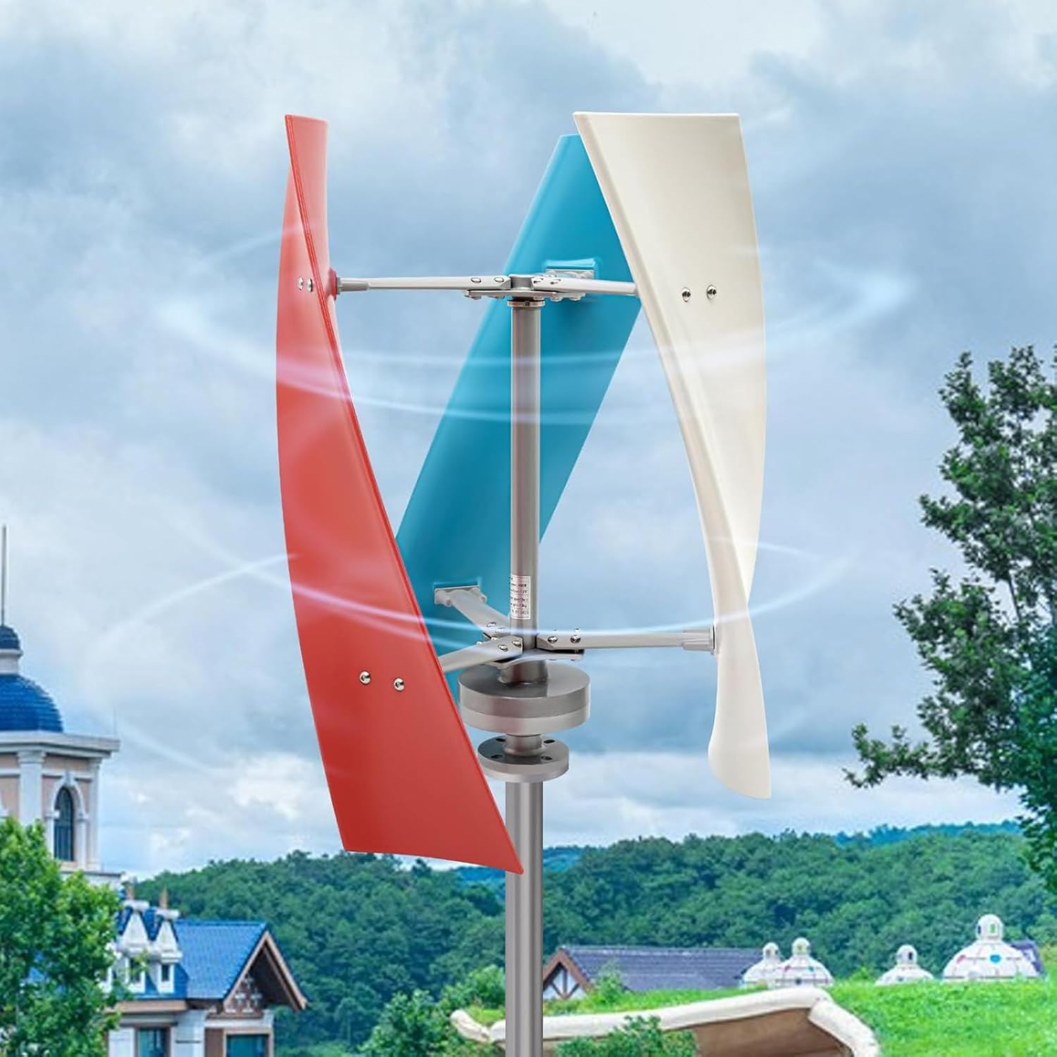 3000W Vertical Wind Turbine Generator with 3 Blades, 12V/24V/48V Controller Kit, Low Noise Eco-Friendly Power for Home, Farm, Garden, RV, Marine Applications