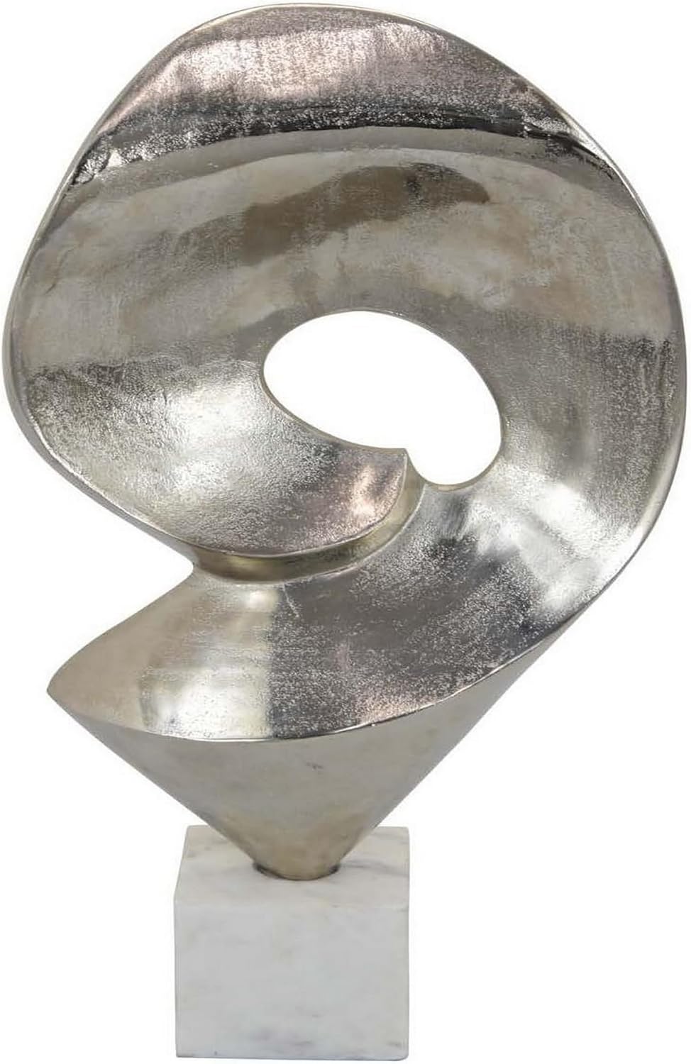 Benjara 24' Tabletop Home Decor Piece- Modern Art Sculpture- Chrome Metal
