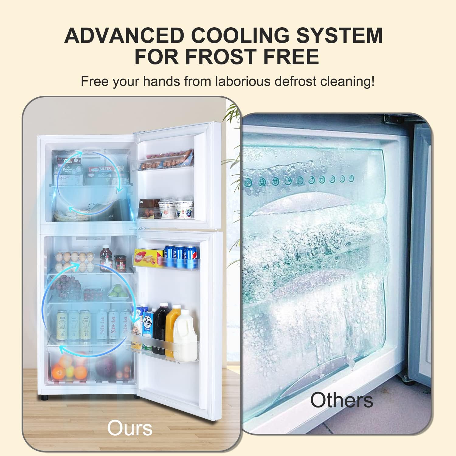 10.0 CU' Refrigerator with Freezer, Apartment Size Refrigerator Top Freezer, 2 Door Fridge with Adjustable Thermostat Control, Freestanding, Door Swing, White (FR 1002 WH)