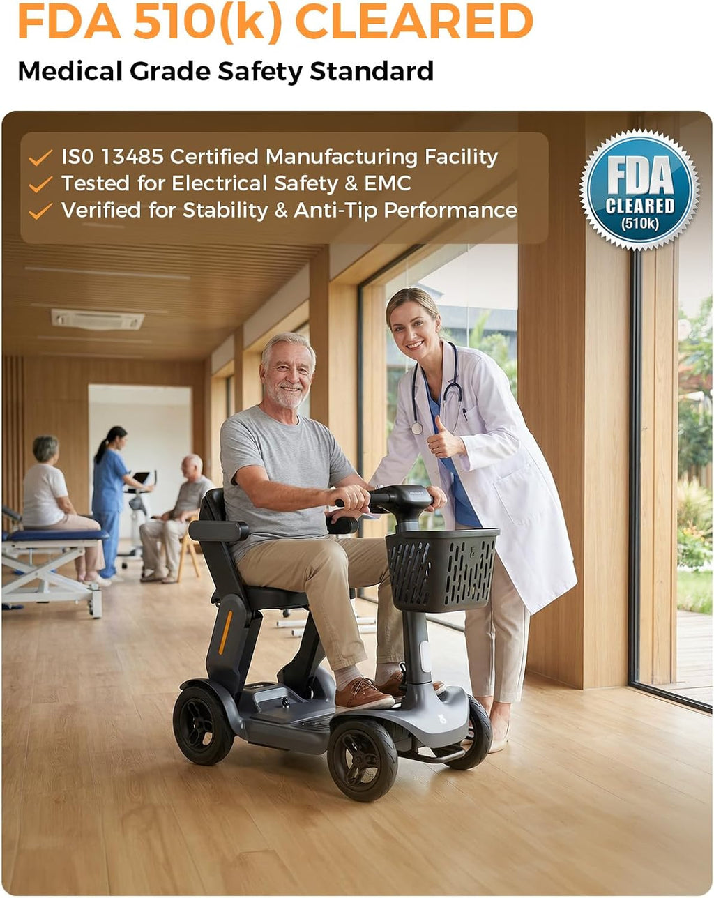 Paiseec S3 Mobility Scooter for Seniors, 25 Miles Long Lasting Mobility Scooter Foldable, Lightweight Travel Scooter for Seniors, 300 lbs Capacity, AI Speed Control, 250W Motor (Grey-25miles)