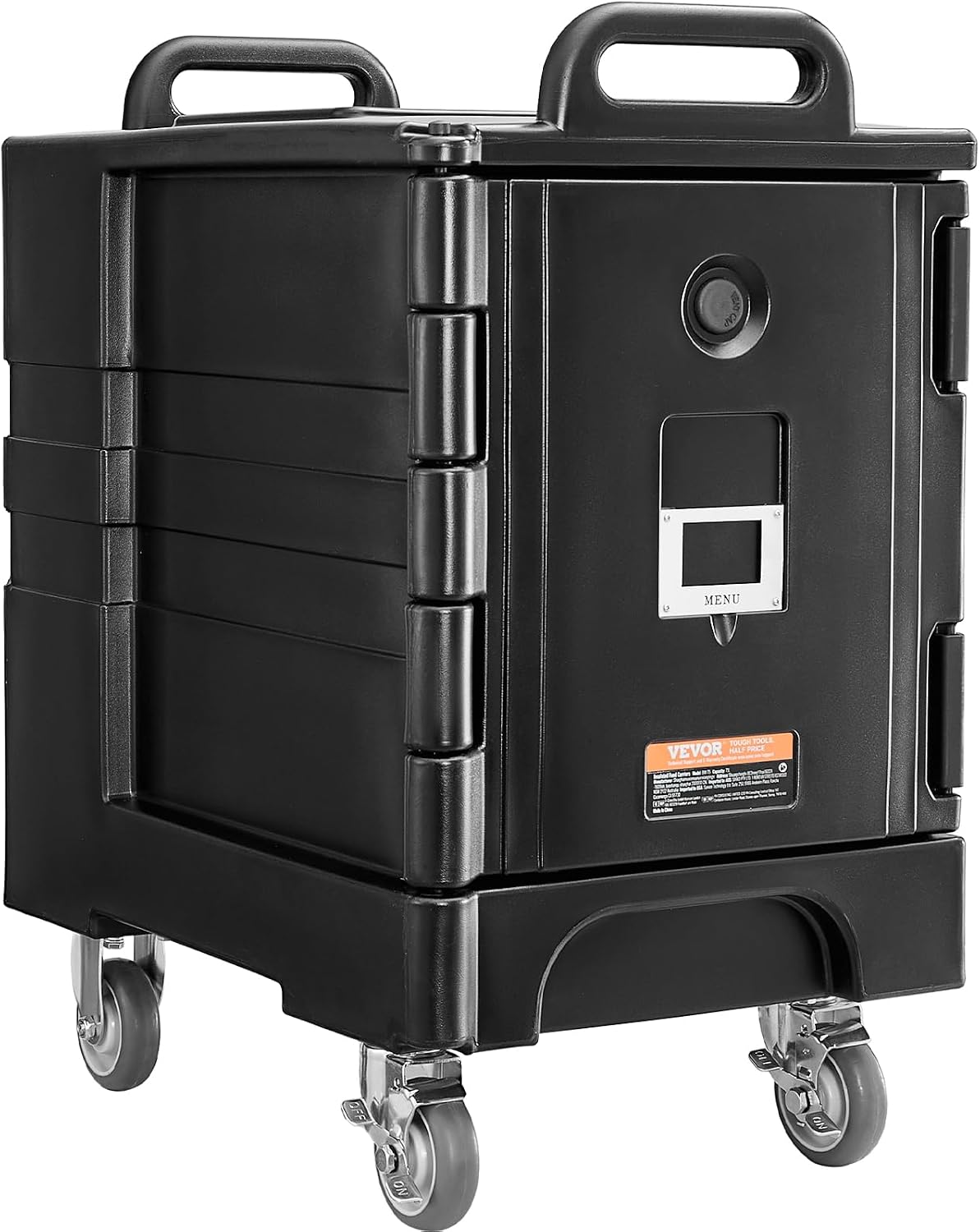 VEVOR Insulated Food Pan Carrier, 81 Qt Hot Box for Catering, Food Box Carrier with Double Buckles, Front Loading Food Warmer with Handles, Stackable End Loader with Wheels for Restaurant, Canteen