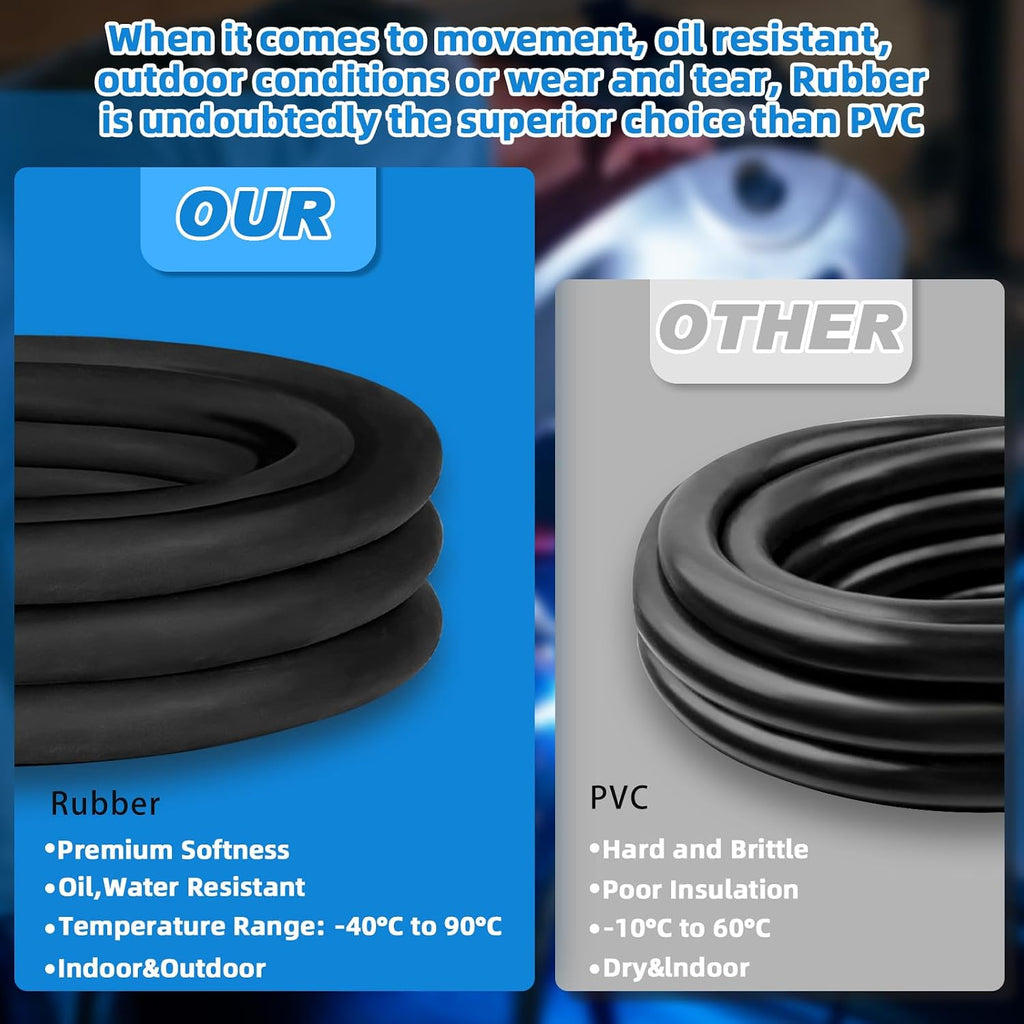 10/4 AWG Wire SJOOW Cable 10 Gauge Portable Power Cable 300V 4 Conductor 10/4 10 Gauge SJOOW Power Cord Electric Wire for Motor Lead,Generator,Welder,NEMA 14-30 RV Outlet Box,Car Battery Charger-100ft