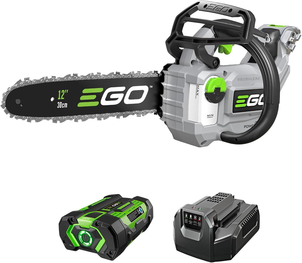 EGO POWER+ Chain Saw, 12' Battery Powered Chainsaw, Electric Cordless, Includes 56V 2.5Ah Battery and Charger - CS1201