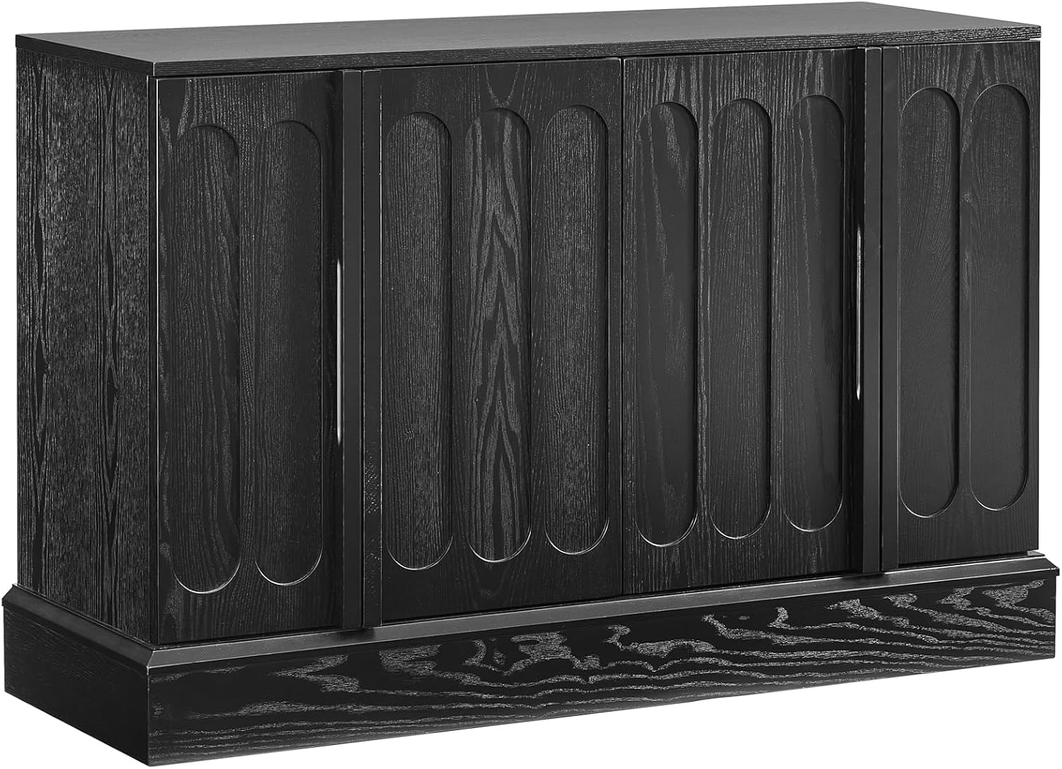 KEIKI Wood Sideboard Buffet Cabinet with Storage, 4 Door Farmhouse Cupboard w/Adjustable Shelves, Console Table for Kitchen, Dining/Living Room, Black