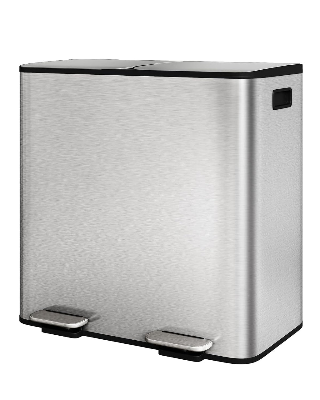 GarveeHome 2x10.6 Gallon Stainless Steel Dual Trash Can with Lid, Large Kitchen Step-on Garbage and Recycle Bin Combo, Metal Double Trash Can w/PP Inner Buckets & Liner Rim for Kitchen Waste Sorting