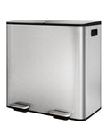 GarveeHome 2x10.6 Gallon Stainless Steel Dual Trash Can with Lid, Large Kitchen Step-on Garbage and Recycle Bin Combo, Metal Double Trash Can w/PP Inner Buckets & Liner Rim for Kitchen Waste Sorting
