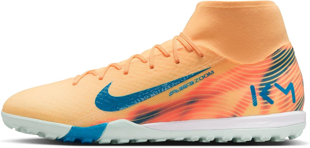 Nike Mercurial Superfly 10 Academy Kylian Mbappe Turf High-Top Soccer Shoes (Melon Tint/Igloo/Neo Turquoise)