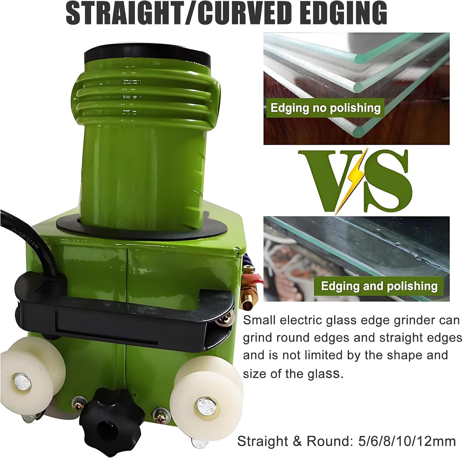 Electric Glass Edge Grinder With Cooling Water - Diamond Wheels Electric Small Glass Edging Machine For Glass/Ceramic/Marble, Portable & Easy To Used Allsizes