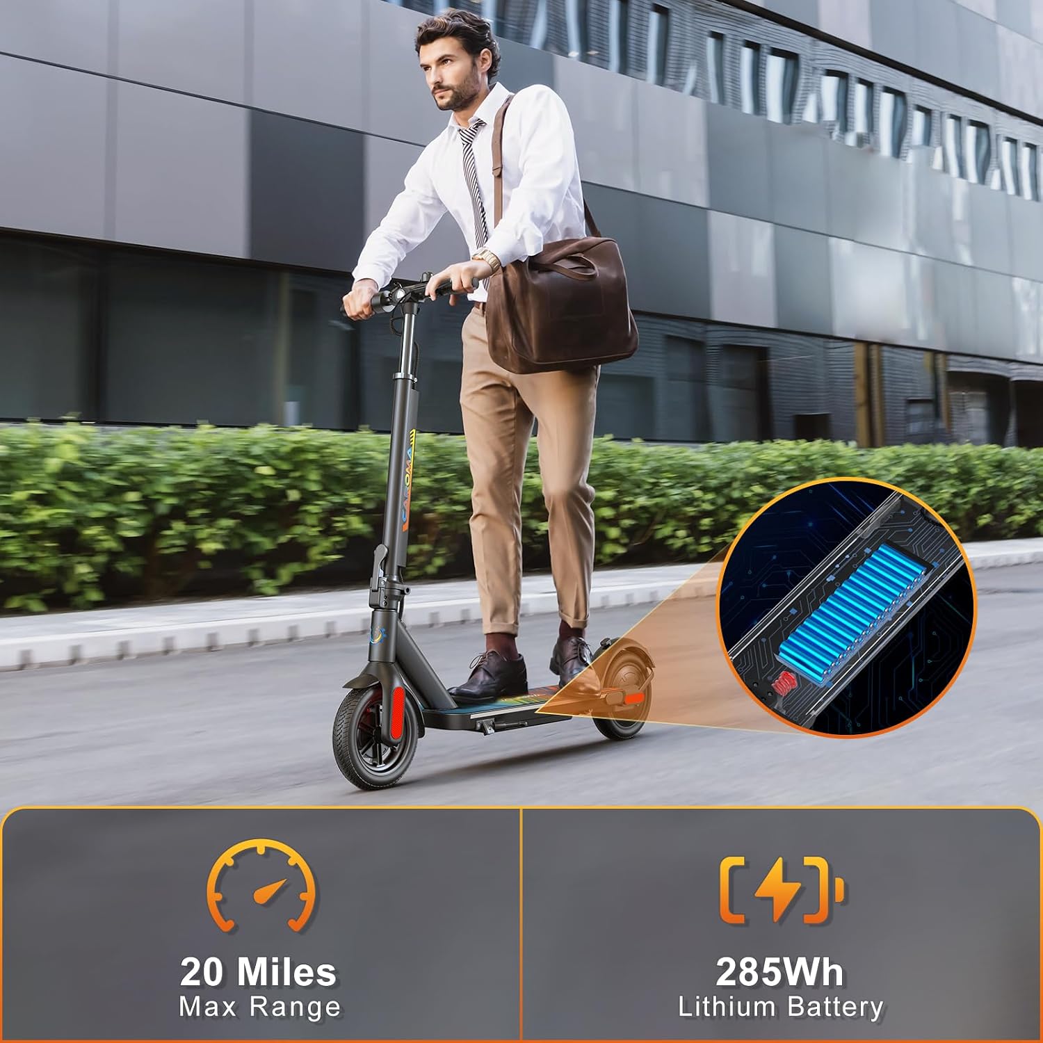 Caroma Electric Scooter Adults, 350W/500W Motor, Top Speed 20/25 Mph & 30 Miles Range, 8.5' Solid Tires, Cruise Control E Scooter for Adults