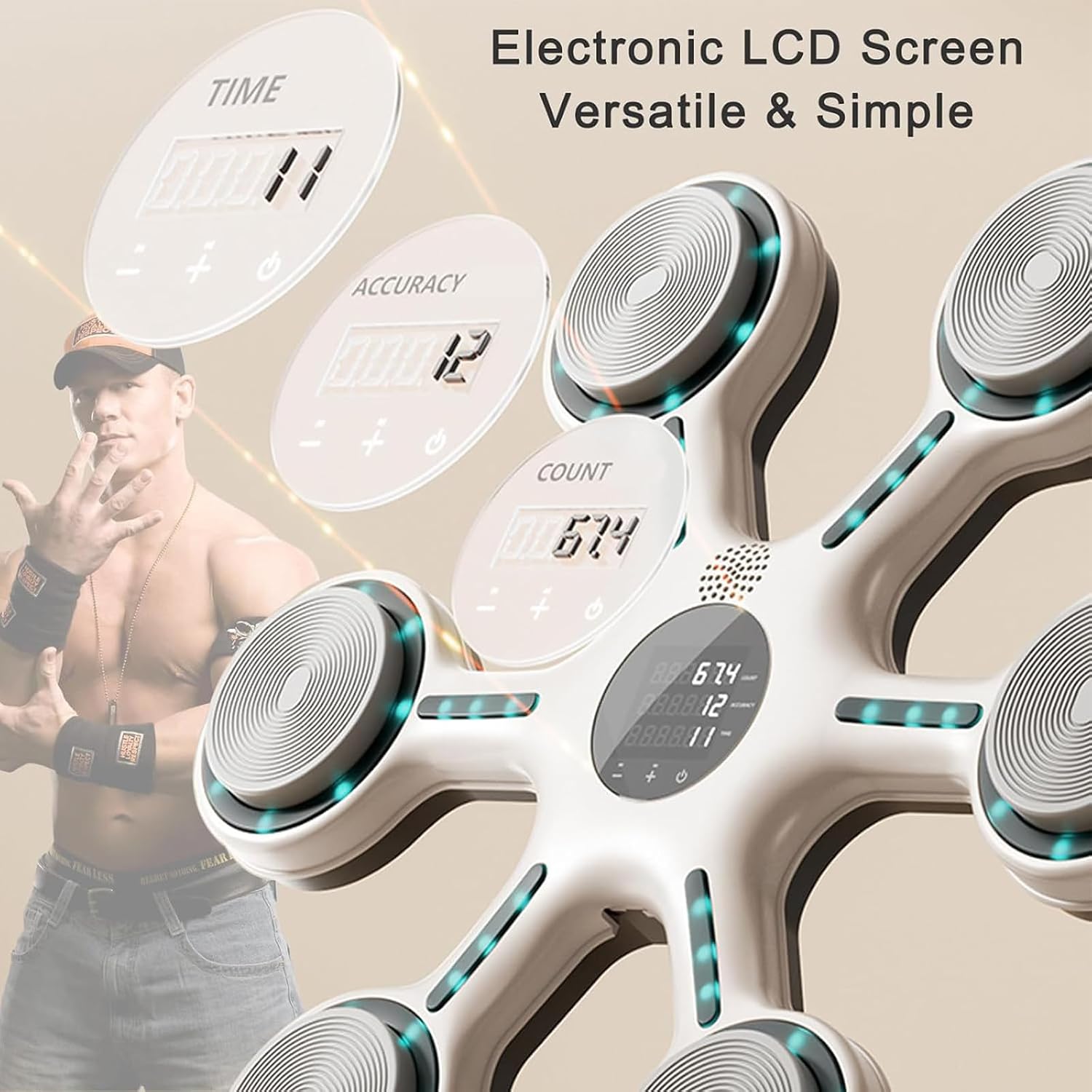 Interactive Punching Machine for Home Workout - Smart Music Boxing Game, LED Display, with Auto Counting + Adjustable Speed, for Home Gym, with 1 Pair of Boxing Gloves