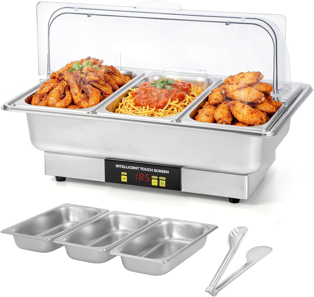 Dyna-Living Electric Chafing Dishes for Buffet, 9.5QT 1/3 Size Pan Chafing Dish Buffet Set 600W Electric Buffet Servers and Warmers with Temp Control Display Food Warmers for Parties Catering Buffet