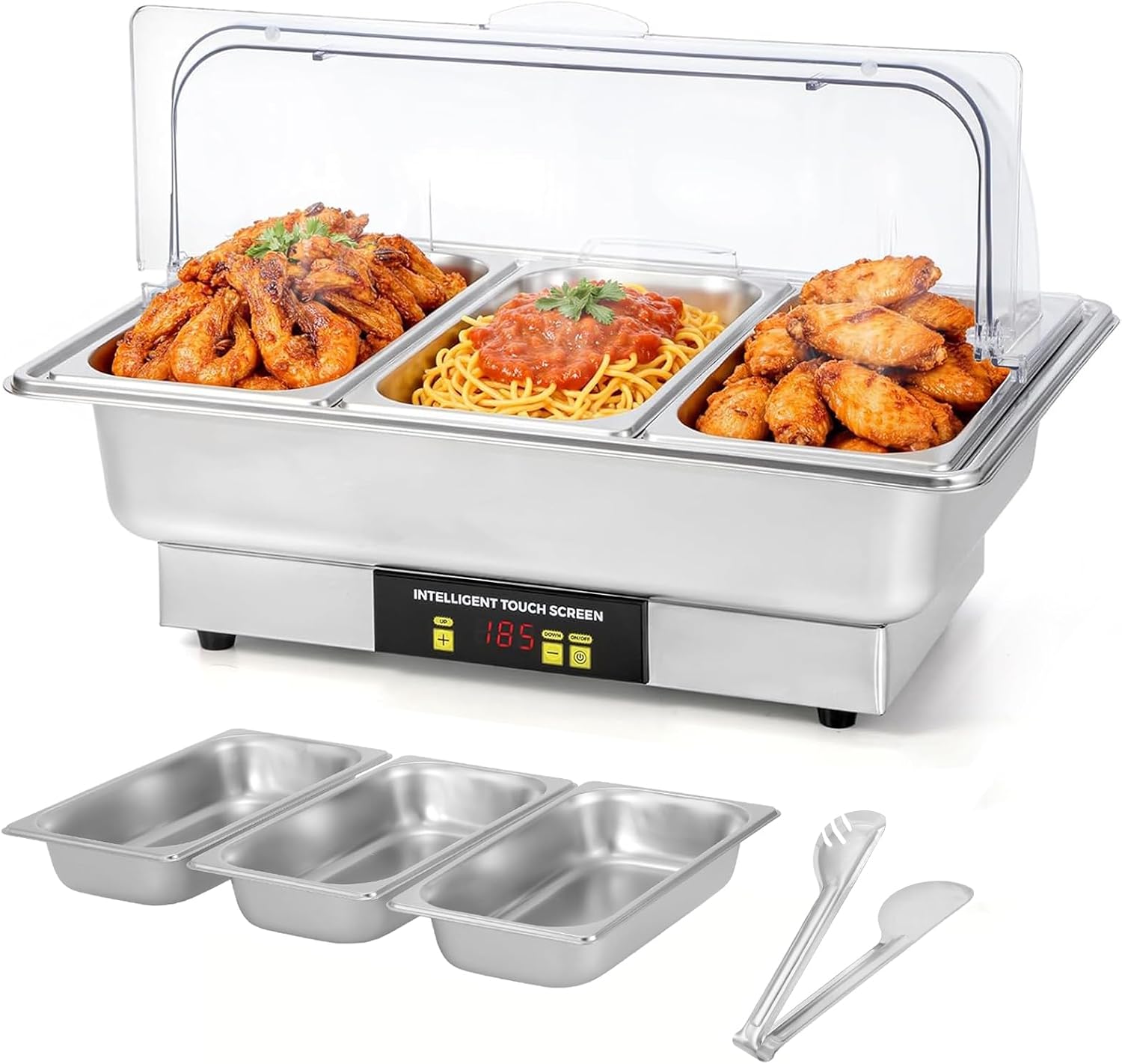 Dyna-Living Electric Chafing Dishes for Buffet, 9.5QT 1/3 Size Pan Chafing Dish Buffet Set 600W Electric Buffet Servers and Warmers with Temp Control Display Food Warmers for Parties Catering Buffet