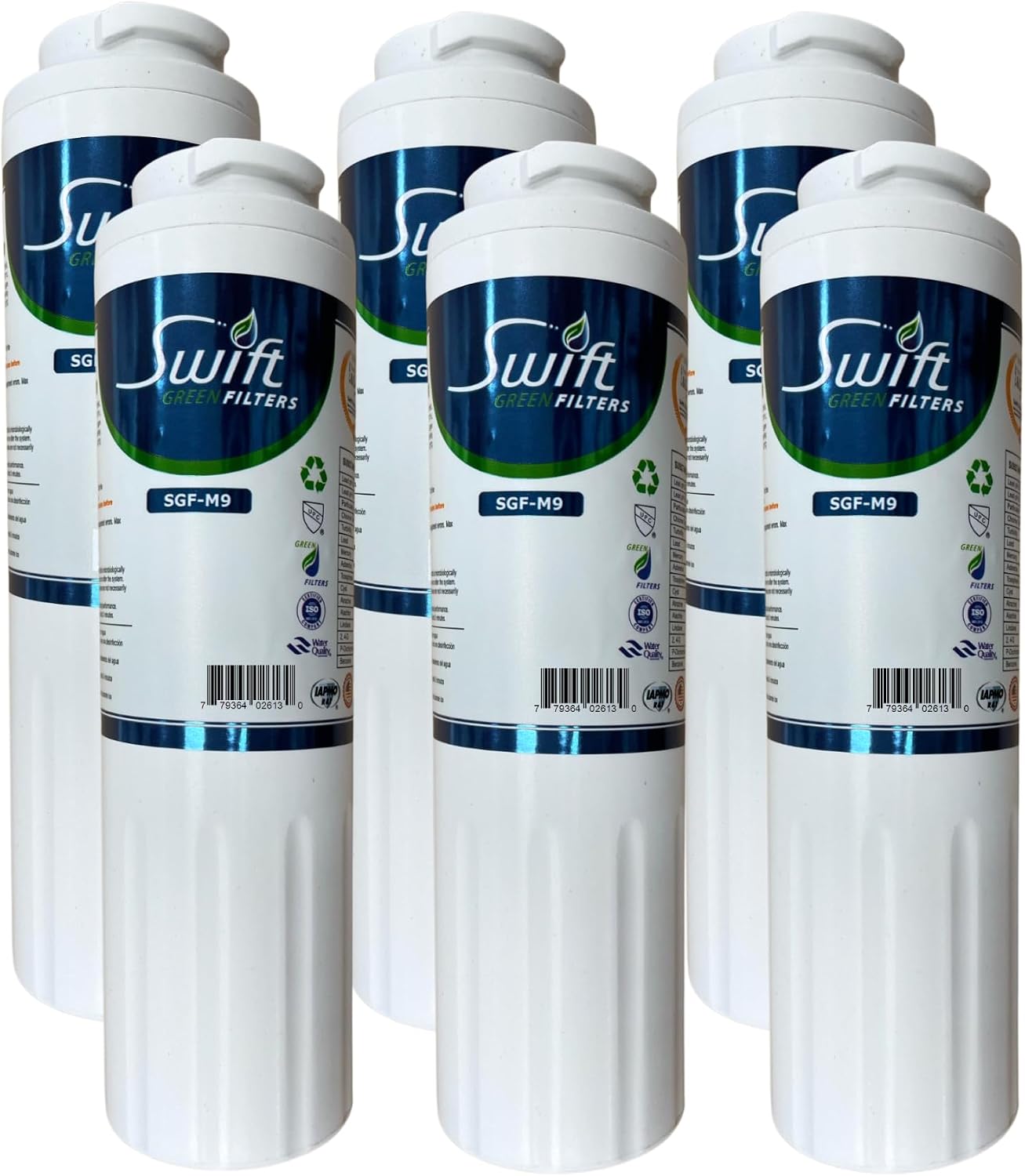 Swift Green Filters SGF-M9 Replacement water filter for UKF8001,EDR4RXD1,FILTER 4,EFF-6007A,46-9005,46-9006,CLCH101, 1, White (6 Pack)
