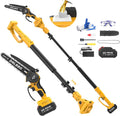 Electric Pole Saws for Tree Trimming, 8 Inch Brushless Mini Chainsaw with 9.5FT Extension Pole, 16Ft Reach, 4.0Ah Battery, Auto Oiling, Cutting speed 35FT/S, Tree Trimmer for Branch Limb Cut