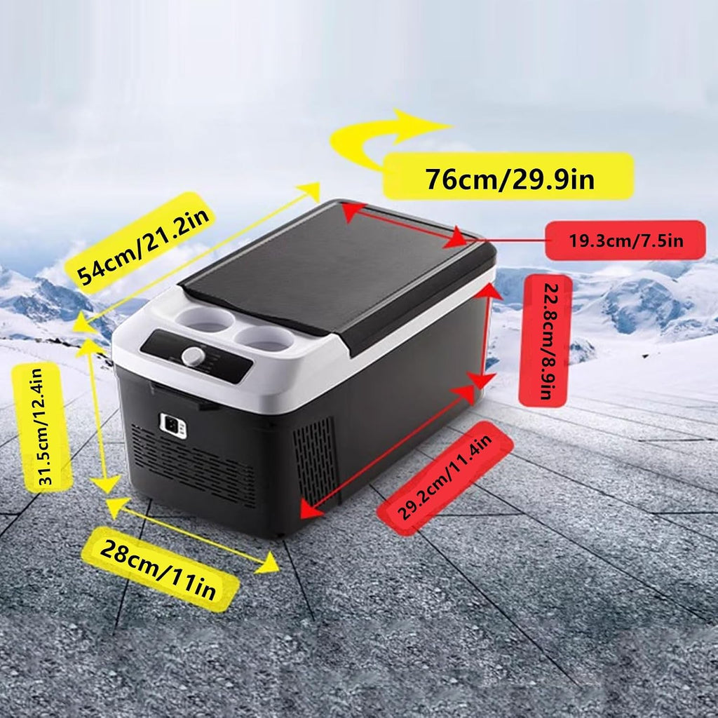 Mini Fridge Mini Freezer Portable Cooler Electric 15L Freezer/Refrigerator Dual Cup Holders on Top -20°C to 20°C for Car Travel Camping Truck 12V/24V