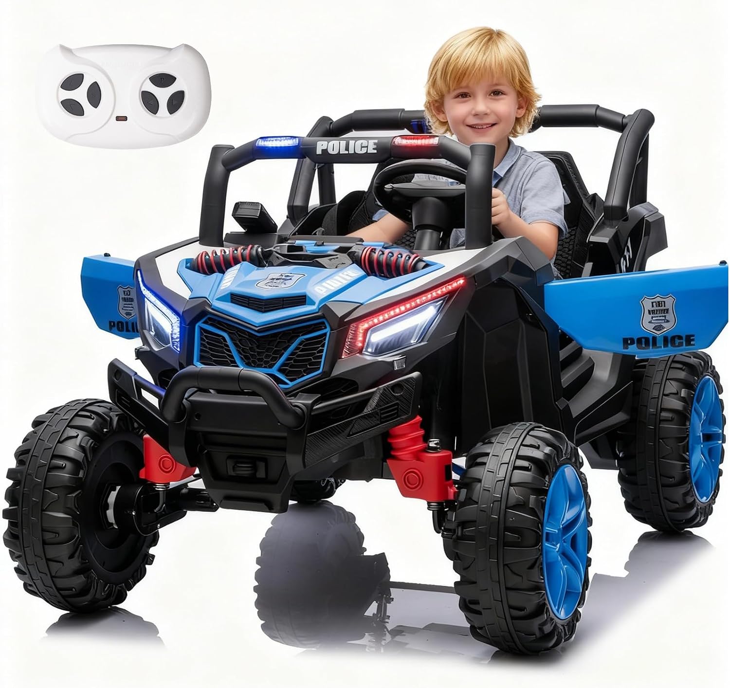 Kid Police 4WD UTV 24V Ride On Toys for Big Kids 2 Seater Ride On Toys Kids | 2 Seater Ride On Car for Kids Side-by-Side UTV Electric Cars for Kids Electric Ride Car Ride On Toys for Kids 4-8