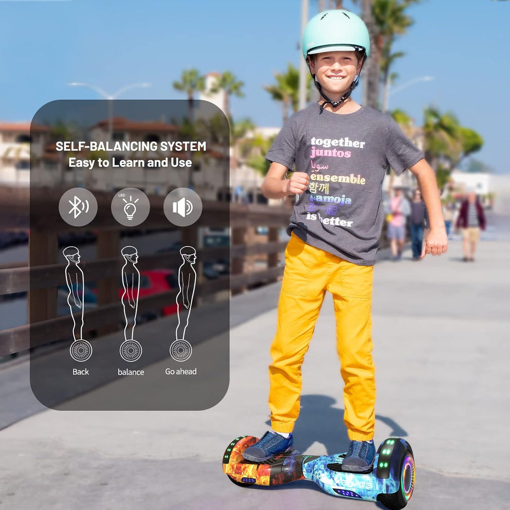 SIMATE Hoverboard, Bluetooth All Terrain Hover Boards with LED Lights and APP Control, Gifts for Kids Adults Girls Boys, for All Ages
