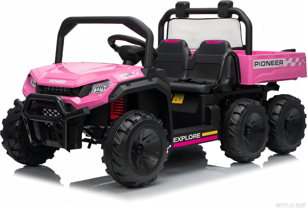 24V 2 Seater Ride on Dump Truck, 4WD Electric Car with Remote Control, Dump Bed, 3 Speed Modes, Music Player, RideToy for Boys & Girls Gift