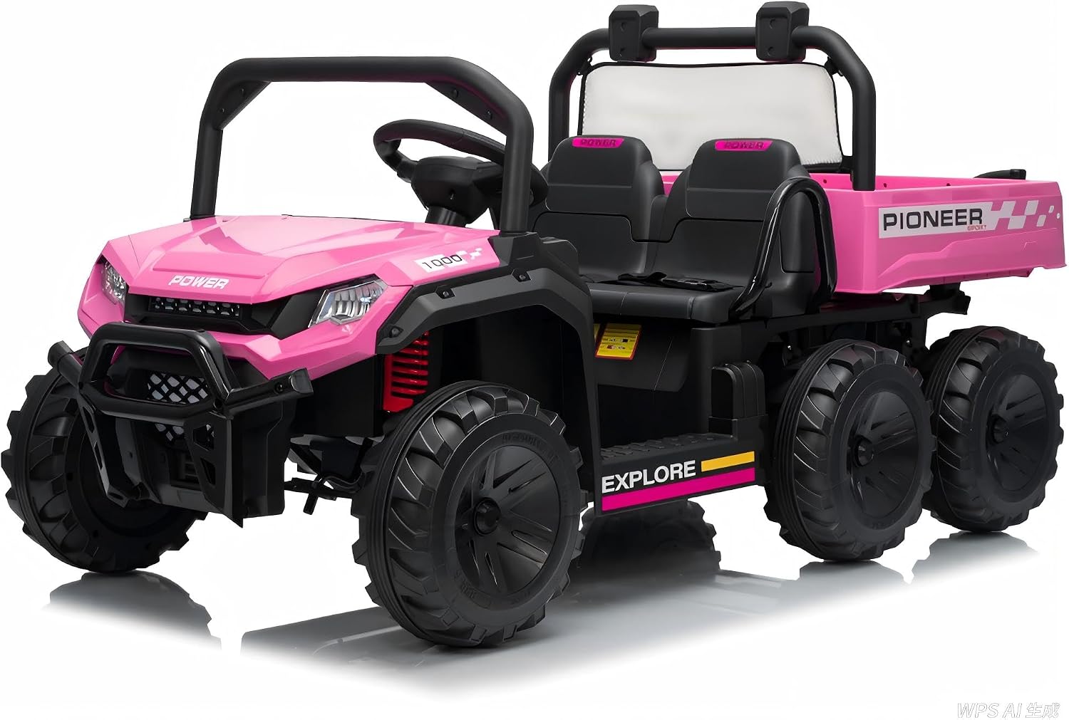 24V 2 Seater Ride on Dump Truck, 4WD Electric Car with Remote Control, Dump Bed, 3 Speed Modes, Music Player, RideToy for Boys & Girls Gift
