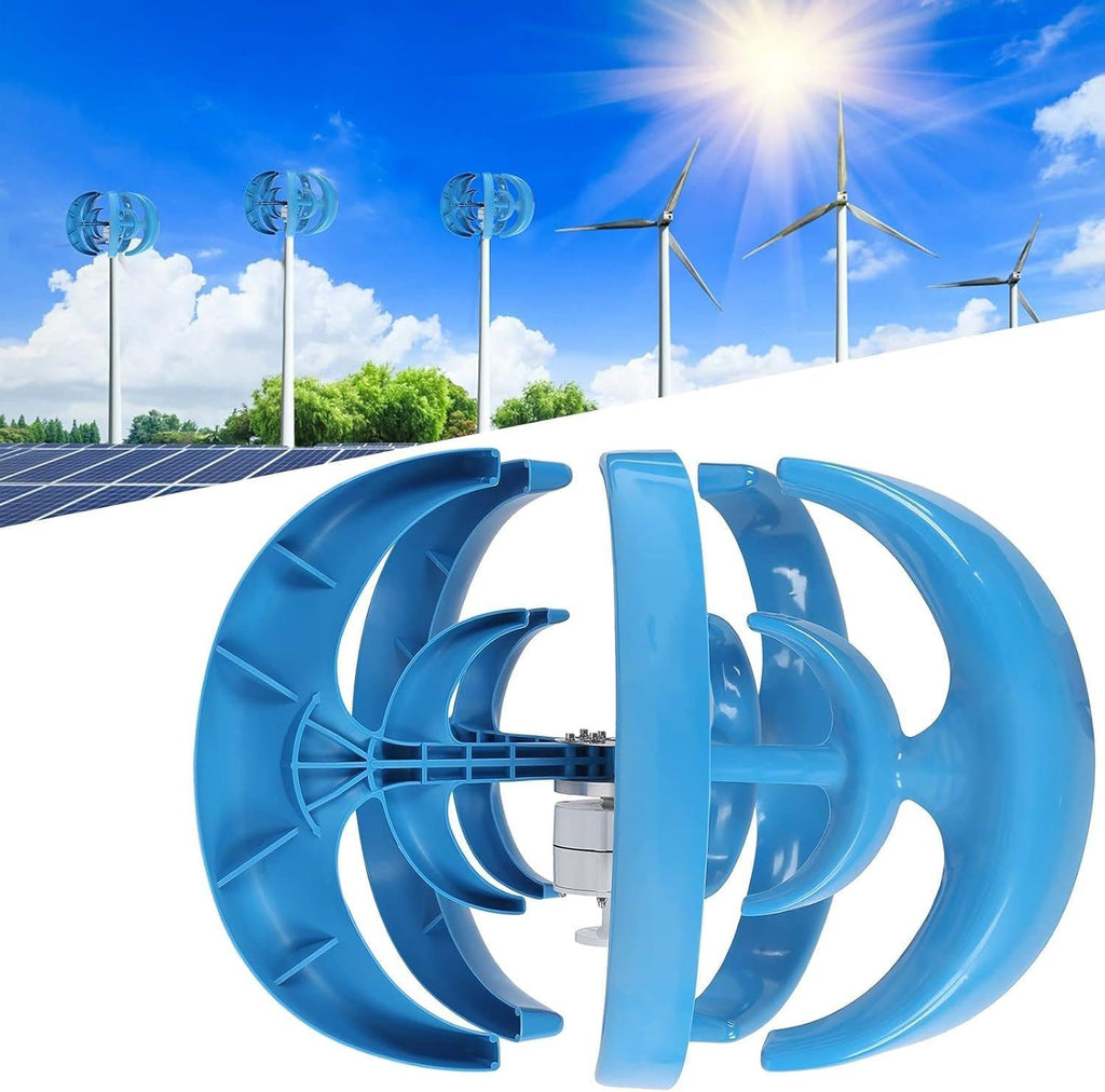 1000W Wind Turbine Generator Kit 12V 24V No Cost Energy Windmill Vertical Axis Wind Turbine Generator Home Three Phase Generator Maglev Breeze Start,12V-Blue